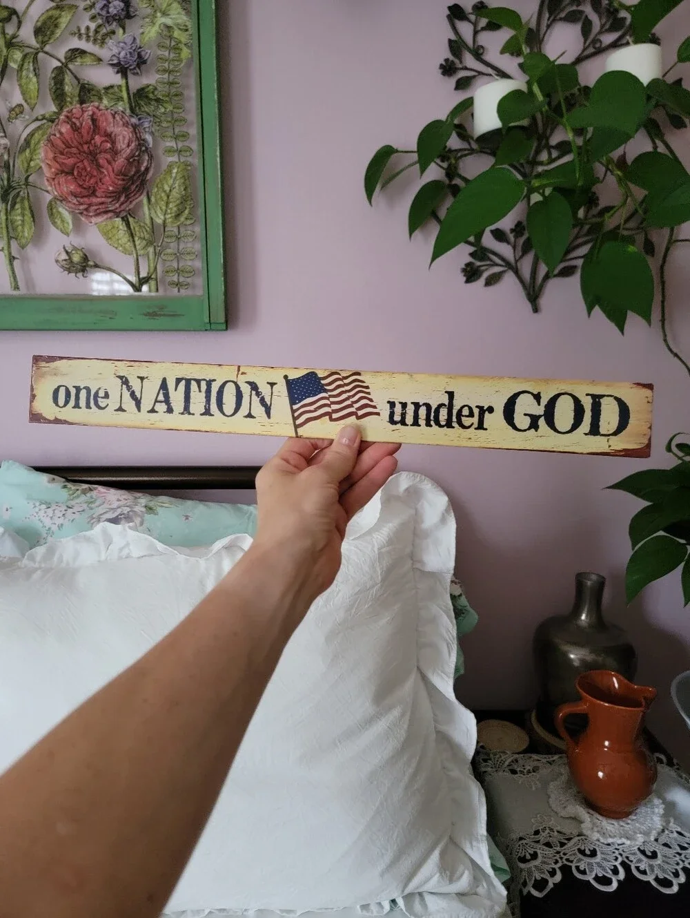 One Nation Under God Metal Rustic Patriotic Wall Sign